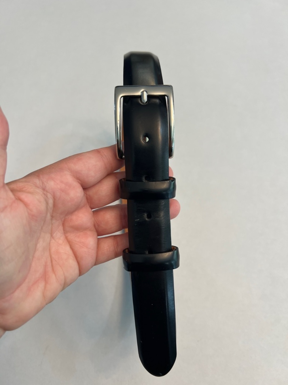 Men's Cole Haan Black Leather Belt with Silver Buckle